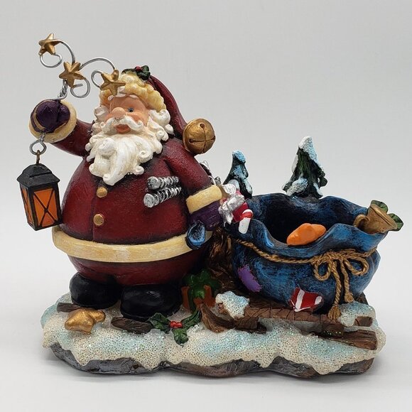 Decorative Christmas Resin Santa Claus Votive or Tealight Candle Holder - Picture 1 of 11